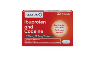 Almus Ibuprofen and Codeine 200mg/12.8g Tablets (Generic Nurofen Plus)