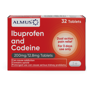 Almus Ibuprofen and Codeine 200mg/12.8g Tablets (Generic Nurofen Plus)