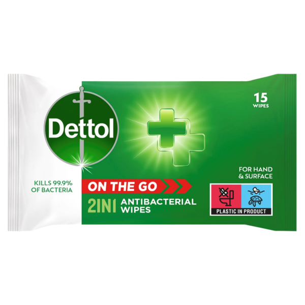 Dettol 2in1 Antibacterial 15 Wipes