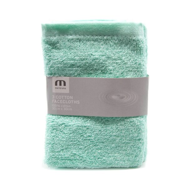 3 PACK FACECLOTHS MINT GREEN