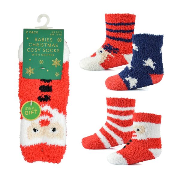 BABIES 2PK COZY CHRISTMAS SOCKS