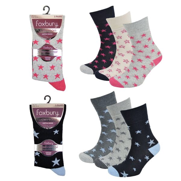 LADIES 3 PACK SOFT TOP SOCKS