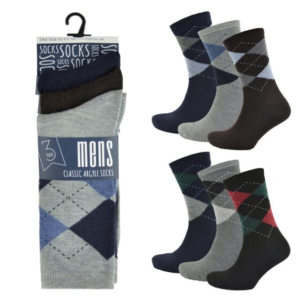 MENS 3 PACK ARGYLE SOCKS