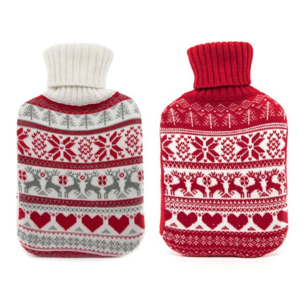 NORDIC HEARTS KNITTED HOT WATER BOTTLE