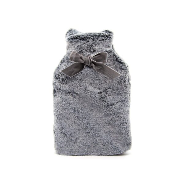 SMALL FAUX FUR HOT WATER BOTTLE WITH BOW