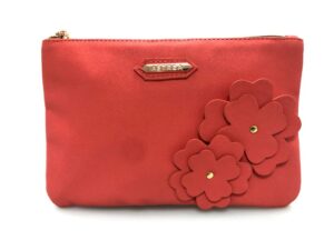 FLOWER EMB CLUTCH CORAL
