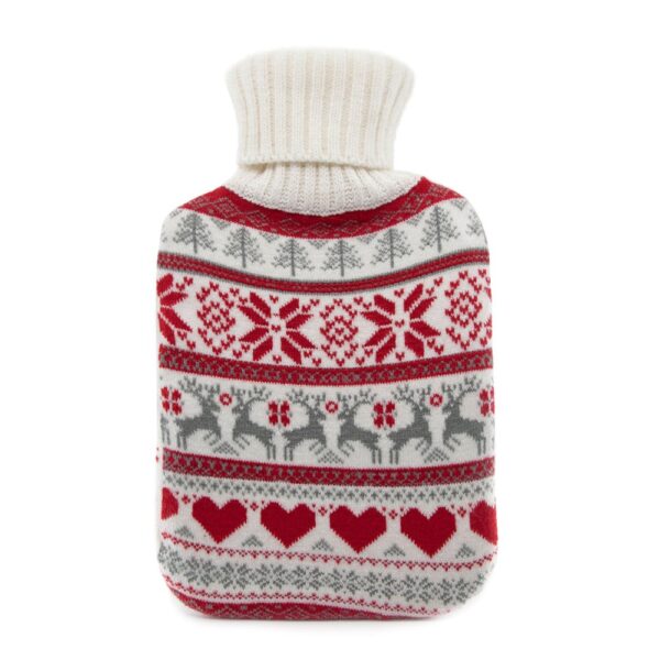 NORDIC HEARTS KNITTED HOT WATER BOTTLE