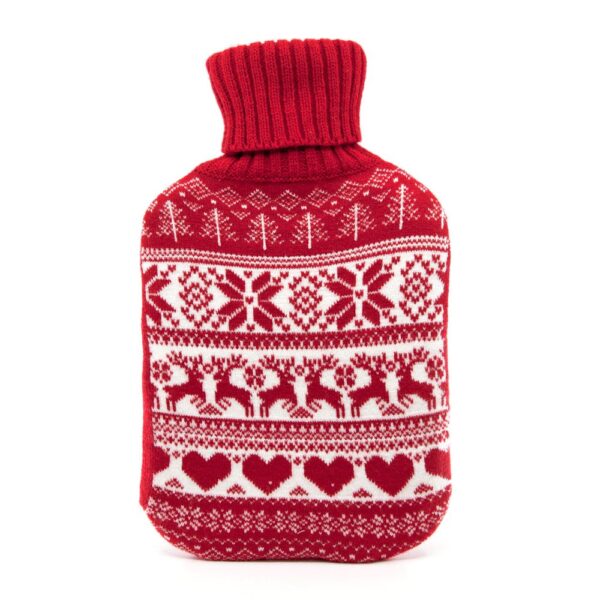 NORDIC HEARTS KNITTED HOT WATER BOTTLE