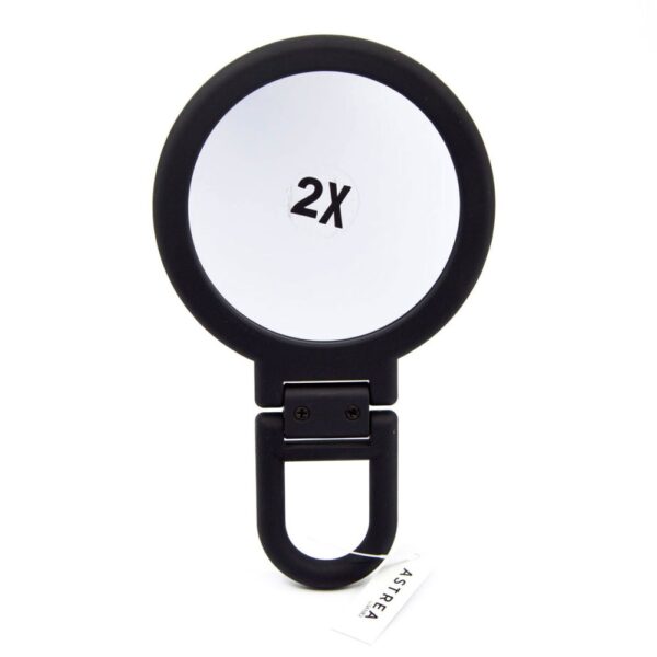 TRAVEL MIRROR 14CM BLK RUBBERISED X3 MAG