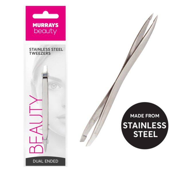 DUAL ENDED SLANTED POINTED STAINLESS TWEEZER