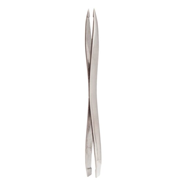 DUAL ENDED SLANTED POINTED STAINLESS TWEEZER