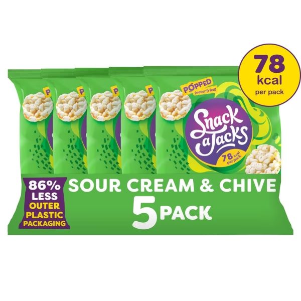 Snack a Jacks Sour Cream Chive Rice Cakes Multipack Snacks 5x19g