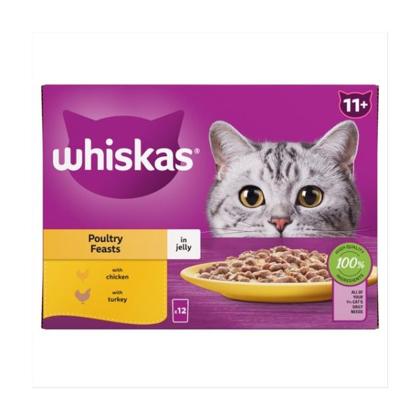 Whiskas Senior 11+ Poultry Feasts Pouches in Jelly 12 x 85g