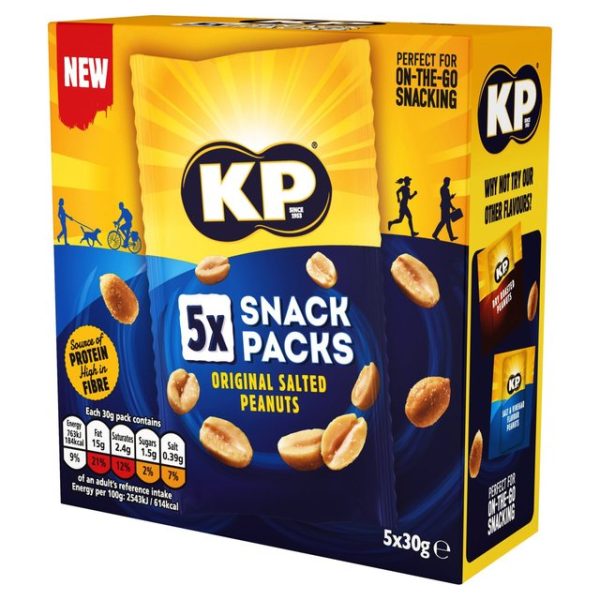 KP Salted Peanuts 5 x Snack Packs 150g