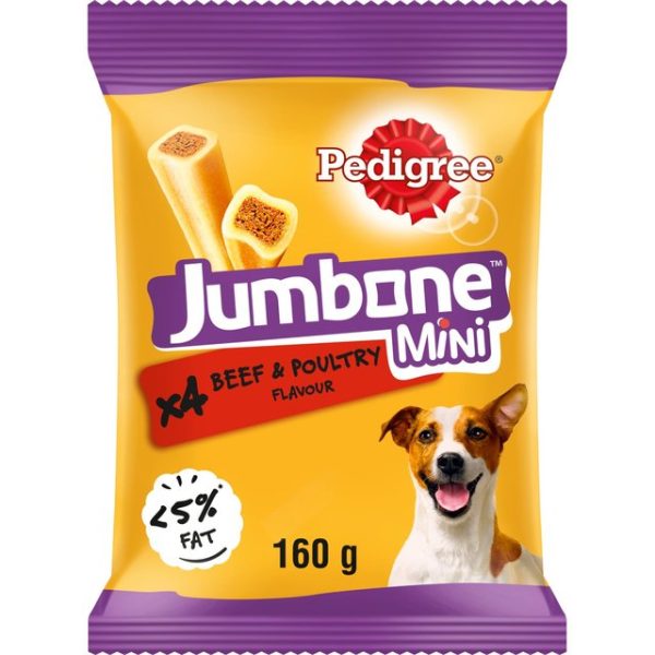 Pedigree Jumbone Mini Adult Small Dog Treats Beef & Poultry 4 Chews 4 x 160g