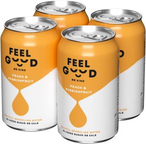 Feel Good Peach and Passionfruit Sparkling Fruitful Water 4 x 330ml