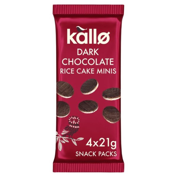 Kallo Belgian Dark Chocolate Rice Cake Minis 4 Snack Packs 84g