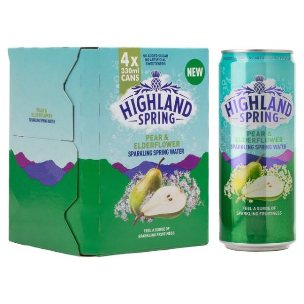 Highland Spring Pear & Elderflower Sparkling Water 4 X 330ml