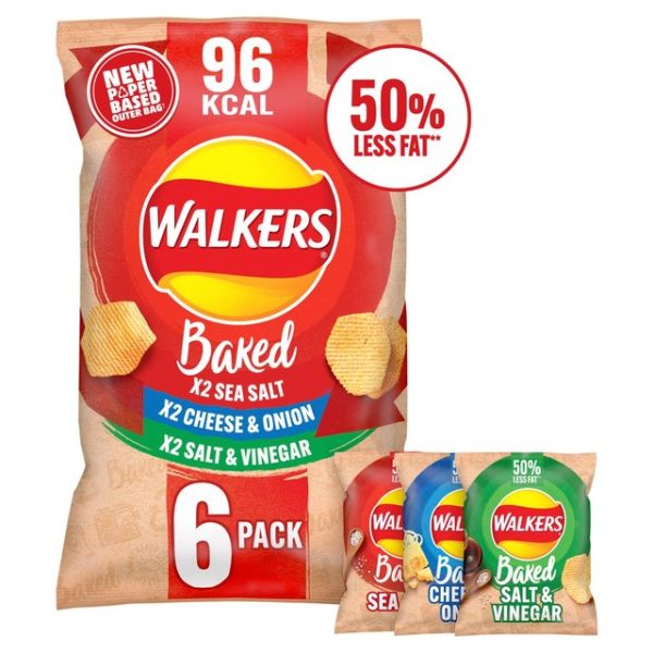 Walkers Baked Variety Multipack Snacks Crisps 6 x 22g