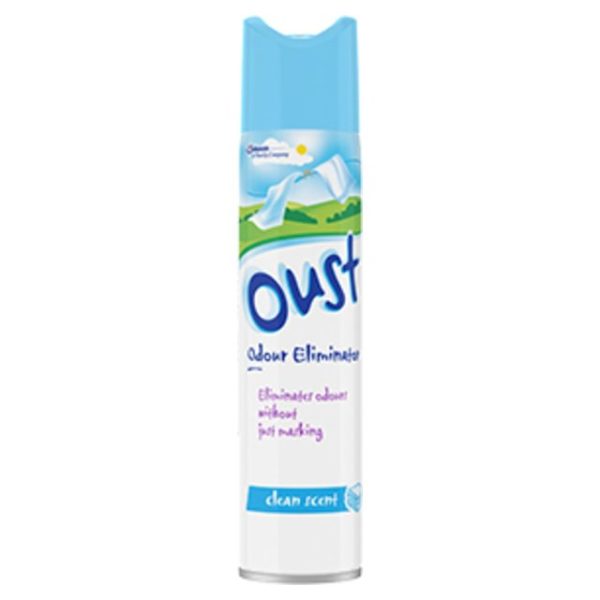 Oust Odour Eliminator Aerosol Clean Scent Air Freshner 300ml