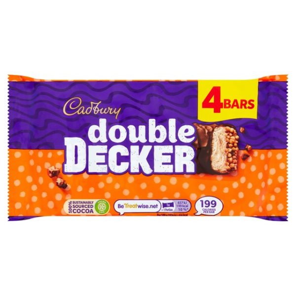 Cadbury Double Decker Chocolate Bar 4 Pack Multipack 174.8g