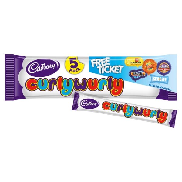 Cadbury Curly Wurly Chocolate Bar 5 Pack Multipack 107.5g