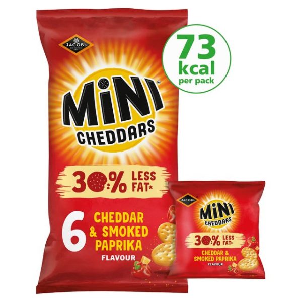 Jacob's Mini Cheddars Nibblies Cheddar & Paprika Baked Snacks 6 x 17g