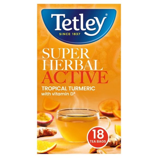 Tetley Super Herbal Tropical Turmeric 18 Tea Bags 32.4g