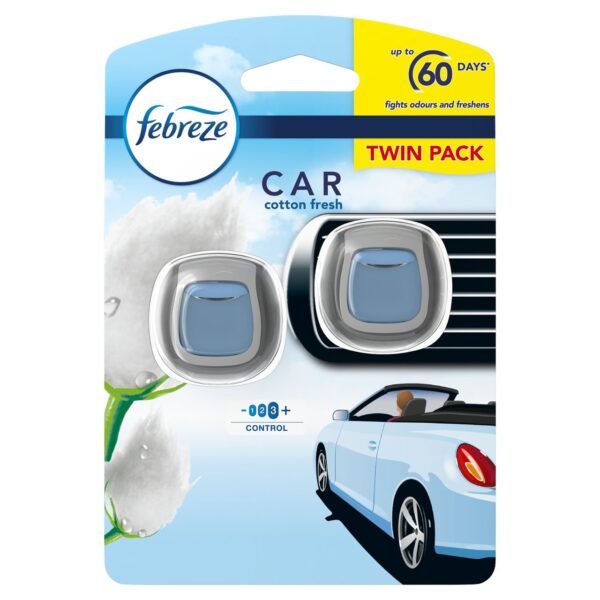 Febreze Twin Car Clip Cotton Fresh Air Freshener 2 per pack