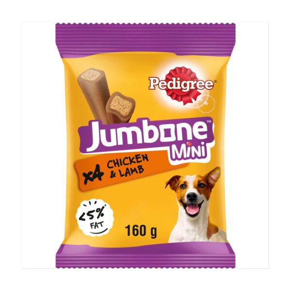 Pedigree Jumbone Mini Adult Small Dog Treats Chicken & Lamb 4 Chews 4 x 160g