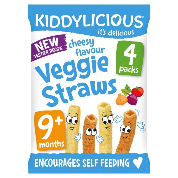 Kiddylicious Cheesy Flavour Veggie Straws 9+ Months 4 x 12g