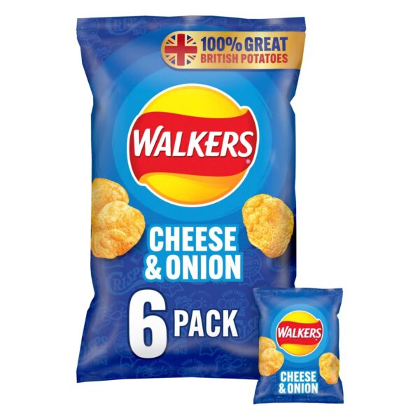 Walkers Cheese & Onion Multipack Crisps 6 x 25g