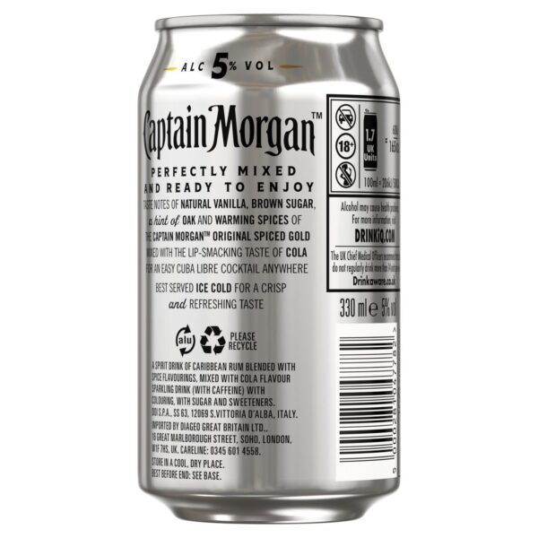 Captain Morgan Original Spiced Gold & Cola (Abv 5%) 330ml