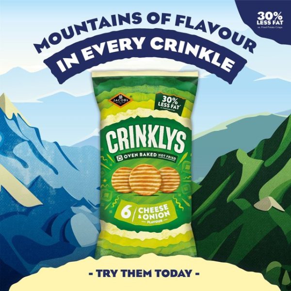 Jacob's Crinkly's Cheese & Onion Flavour Baked Snacks Multipack 6 x 23g