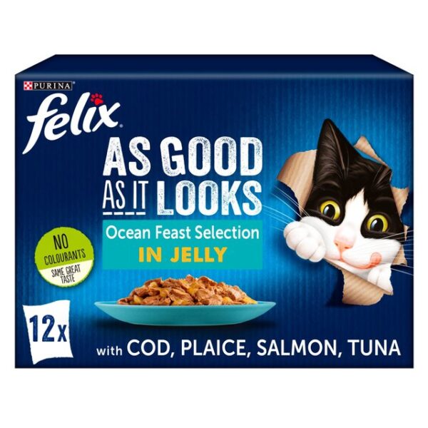 Felix As Good As It Looks Ocean Feasts Selection in Jelly Wet Cat Food 12 x 100g