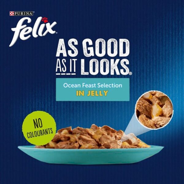 Felix As Good As It Looks Ocean Feasts Selection in Jelly Wet Cat Food 12 x 100g