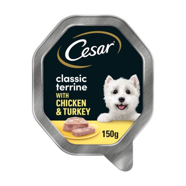 Cesar Classic Terrine Dog Food Tray Chicken Turkey in Loaf 150g