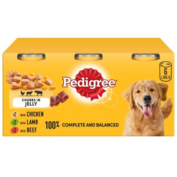 Pedigree Adult Wet Dog Food Tins Mixed in Jelly 6 x 385g