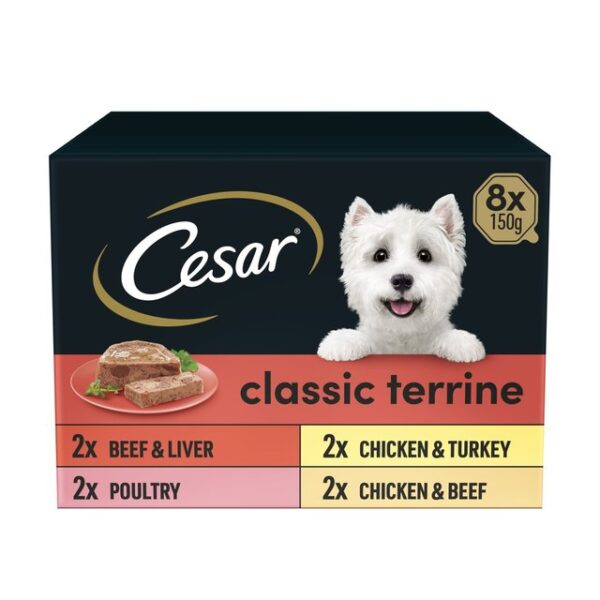 Cesar Classics Terrine Dog Food Trays Mixed In Loaf 8 x 150g