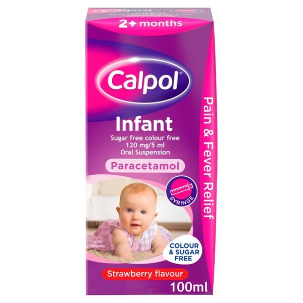 Calpol Infant Sugar Free Colour Free Strawberry Liquid +2 Months 100ml