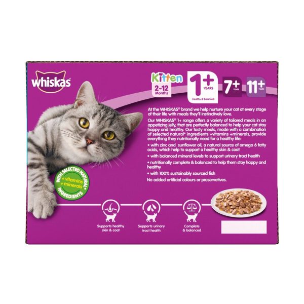 Whiskas 1+ Cat Food Pouches Fish in Jelly 12x100g