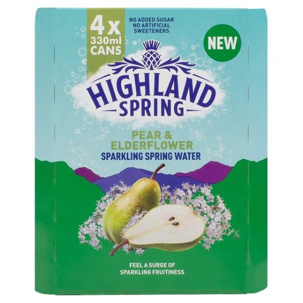 Highland Spring Pear & Elderflower Sparkling Water 4 X 330ml