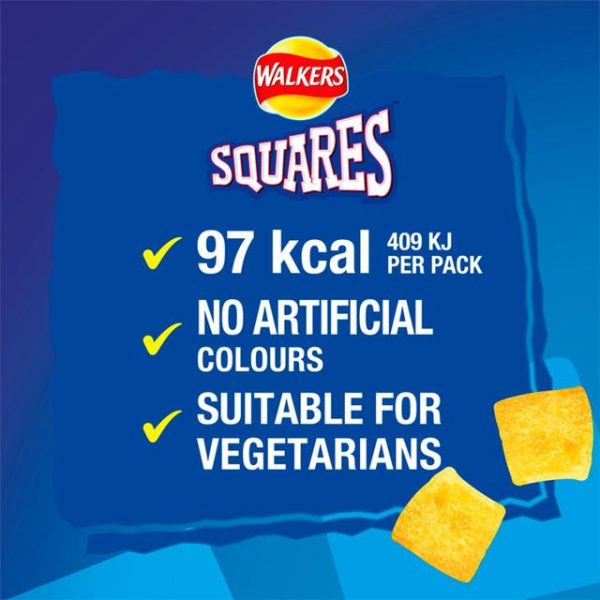 Walkers Squares Salt & Vinegar Multipack Snacks Crisps 6 x 22g