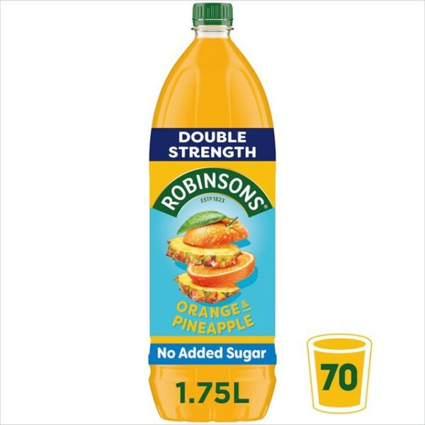 Robinsons No Added Sugar Double Strength Orange & Pineapple 1.75l