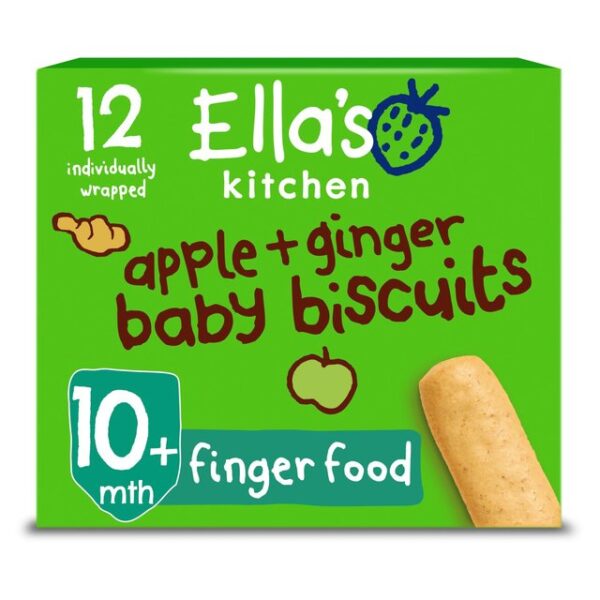 Ella's Kitchen Apple and Ginger Baby Biscuits Multipack Snack 10+ Months 108g