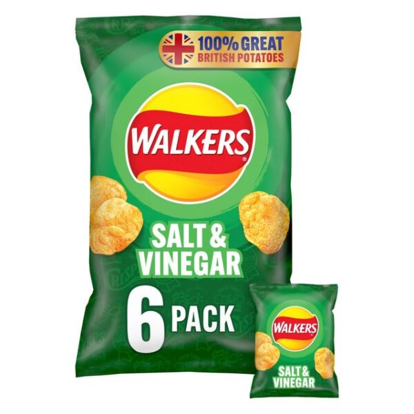 Walkers Salt & Vinegar Multipack Crisps 6 x 25g