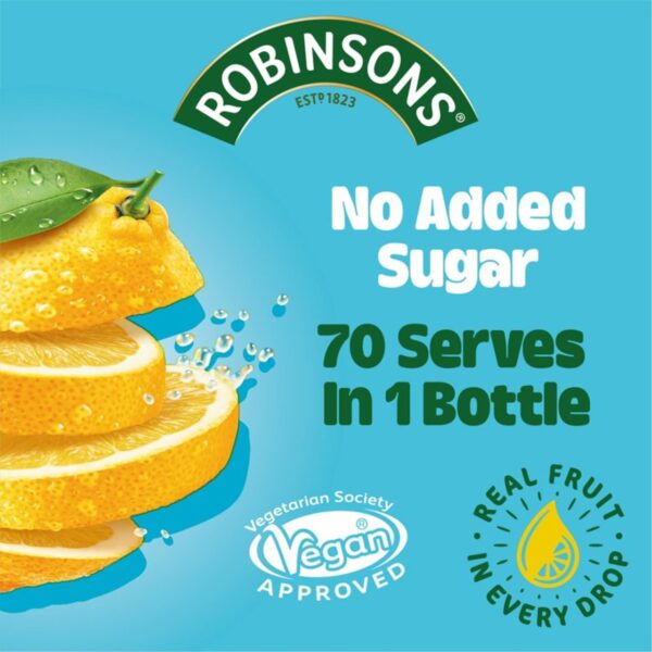 Robinsons No Addded Sugar Double Strength Lemon 1.75L