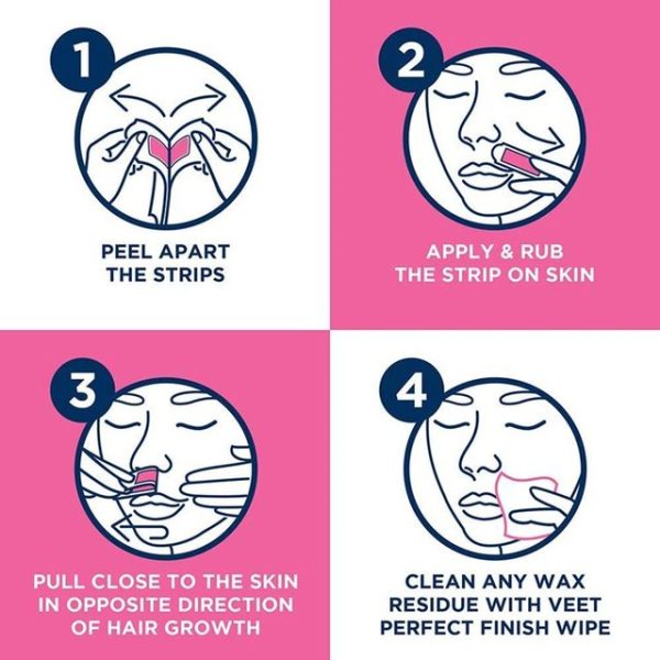 Veet Wax Strips Face for Sensitive Skin, Wax Strips 40 per pack