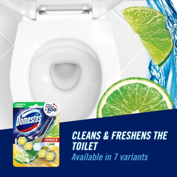 Domestos Power 5 Lime Toilet Rim Block 1 Piece