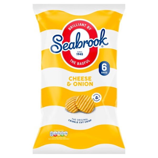 Seabrook Cheese, Onion Crisps 6 Pack 150g